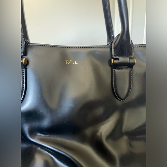Ralph Lauren black leather and gold accent bag - Picture 3 of 7